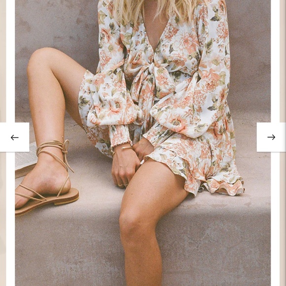 Kivari - Everly Tie-front Mini Dress - White Floral - Picture 1 of 5